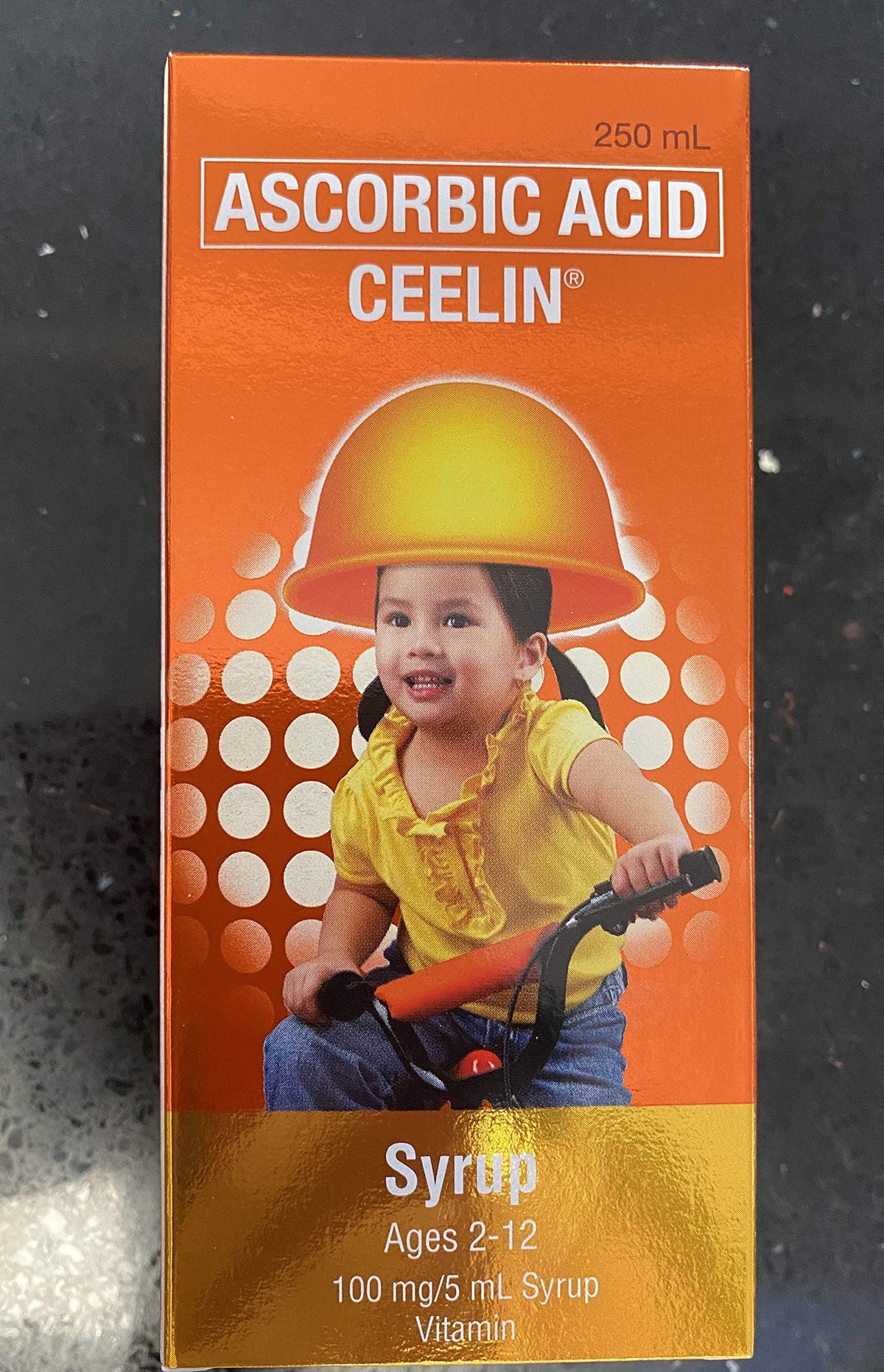 Ceelin ascorbic acid syrup bottle with orange flavor for kids' daily nutrition