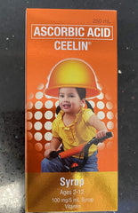 Ceelin ascorbic acid syrup bottle with orange flavor for kids' daily nutrition