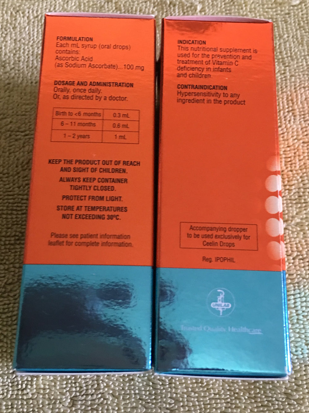 Ceelin oral drops used by a young child as part of daily routine