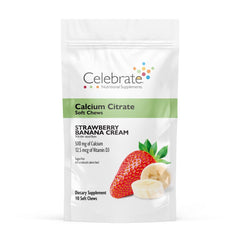 Celebrate Bariatric Supplements soft chew bottle front showing calcium citrate and vitamin D3 for bone support