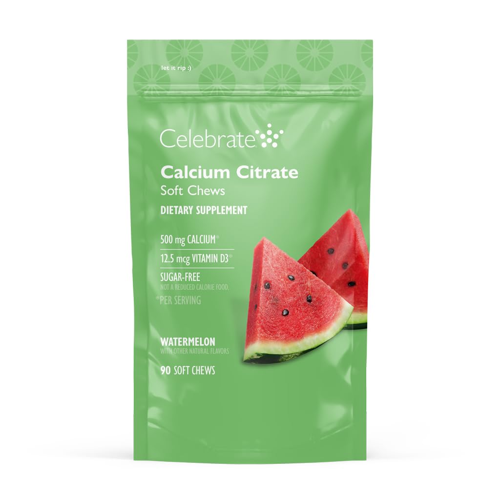 Celebrate Bariatric soft chews bottle with melon flavor for daily calcium and D3
