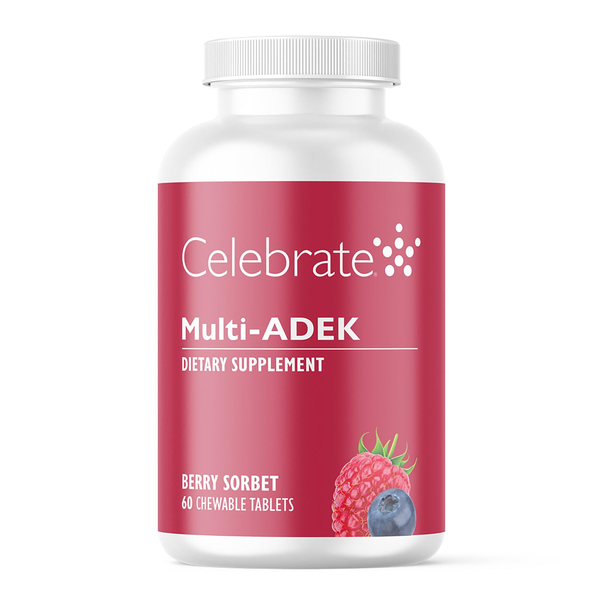 Celebrate Vitamins Multi ADEK chewables bottle in Berry Sorbet flavor for post-surgery nutrition