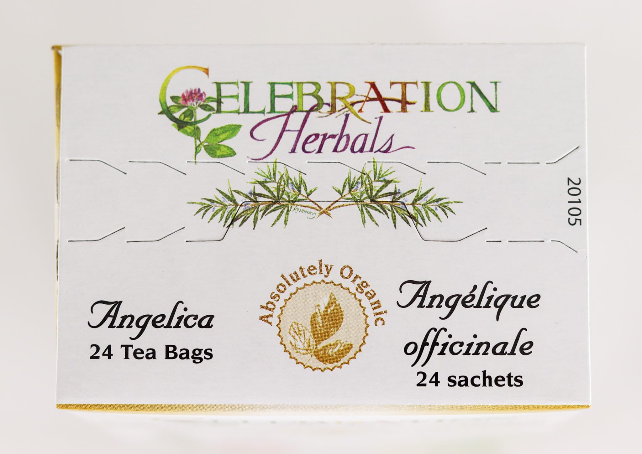 Celebration Herbals Angelica Root Organic 24-Bag net weight label communicates quantity.