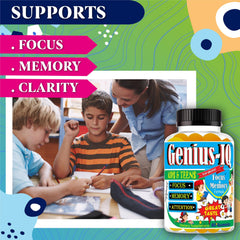 Genius IQ Kids gummies in bowl ready for school-day focus support