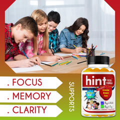 Celebrity LifeStyle Product Hint Kids Omega 3 gummies close-up showing fruity flavor for daily use.