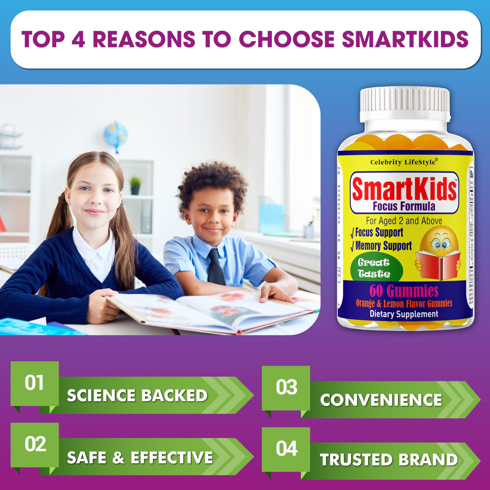 Celebrity LifeStyle Product SmartKids omega-3-6-9 blend supports growing minds.