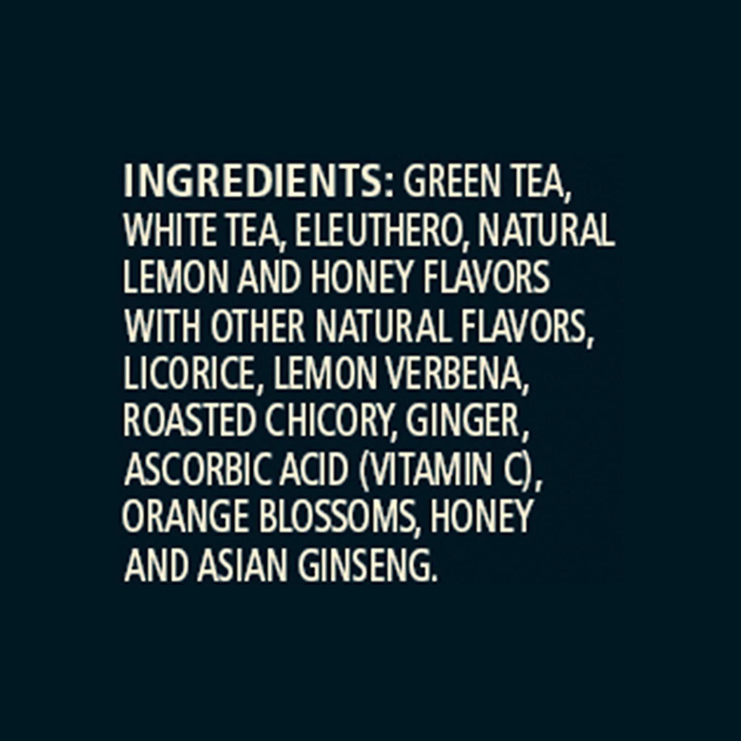 Close-up of Celestial Seasonings Honey Lemon Ginseng Green Tea bags, highlighting citrus notes and herbal balance.