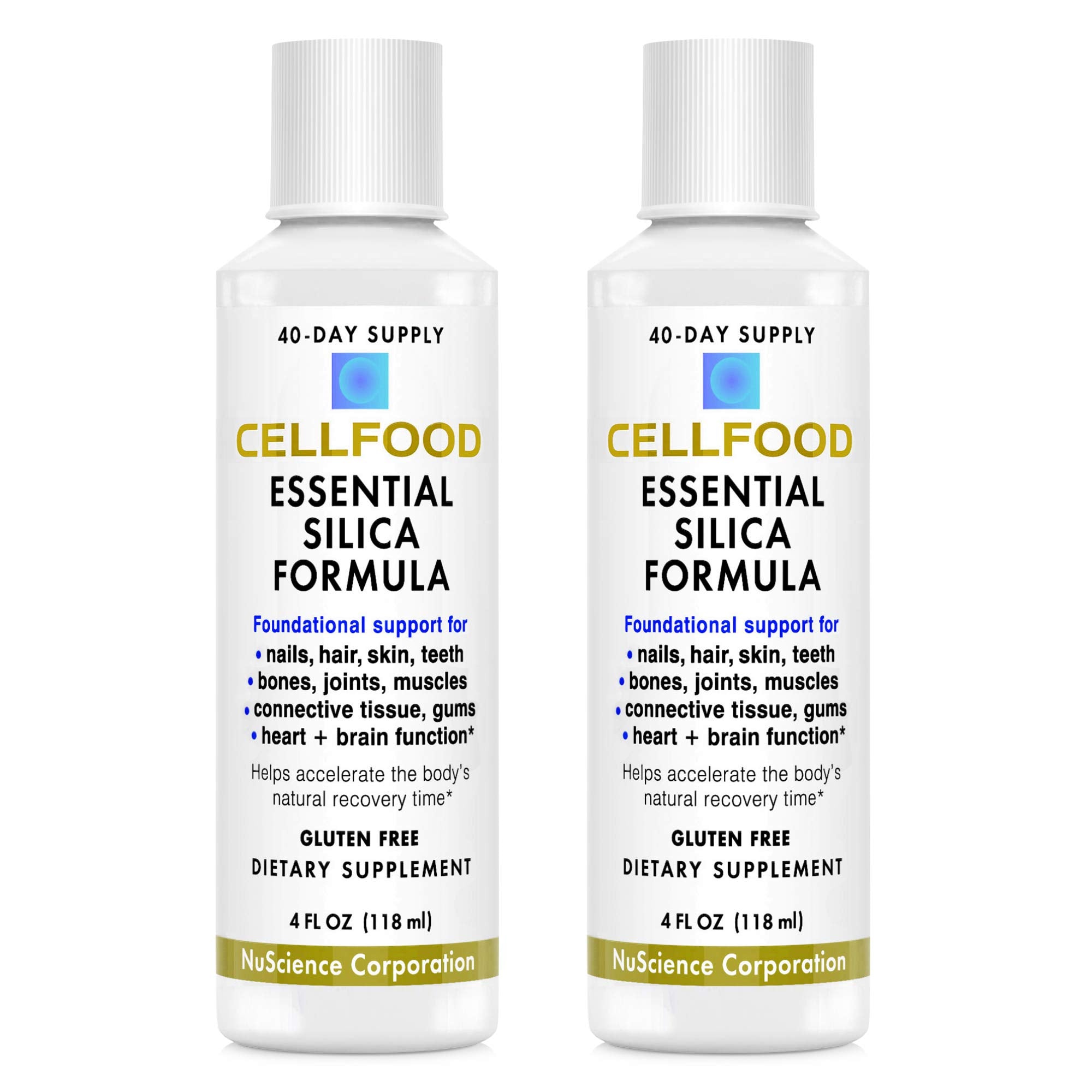 Cellfood Essential Silica bottle highlights convenient daily use for gentle supplementation.