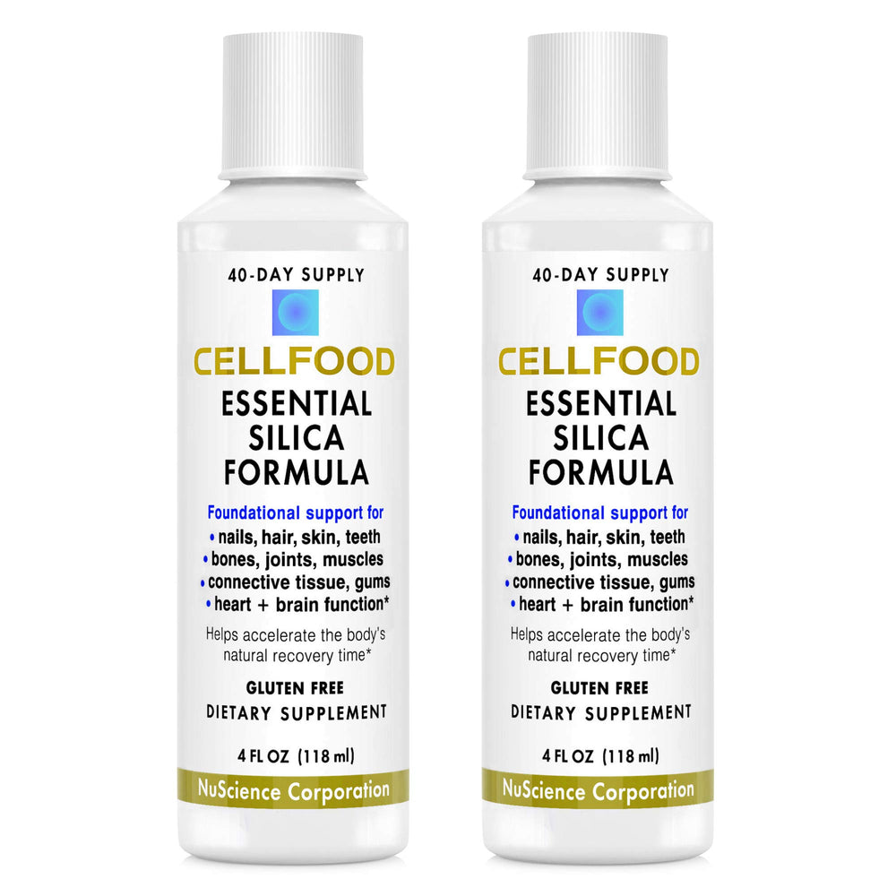 Cellfood Essential Silica bottle highlights convenient daily use for gentle supplementation.