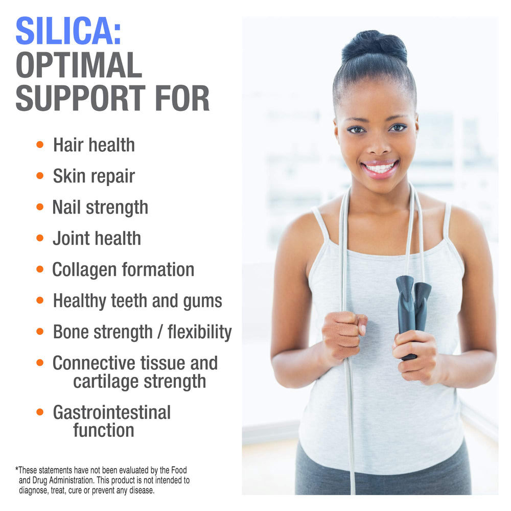 Cellfood Essential Silica glass bottle closeup signals premium packaging and easy daily supplementation.