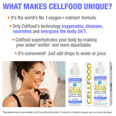 Close-up of Cellfood label highlights purity and certifications for trust and safety.