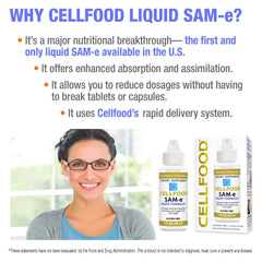 Cellfood SAM-e bottle label emphasizes gluten-free and non-GMO ingredients