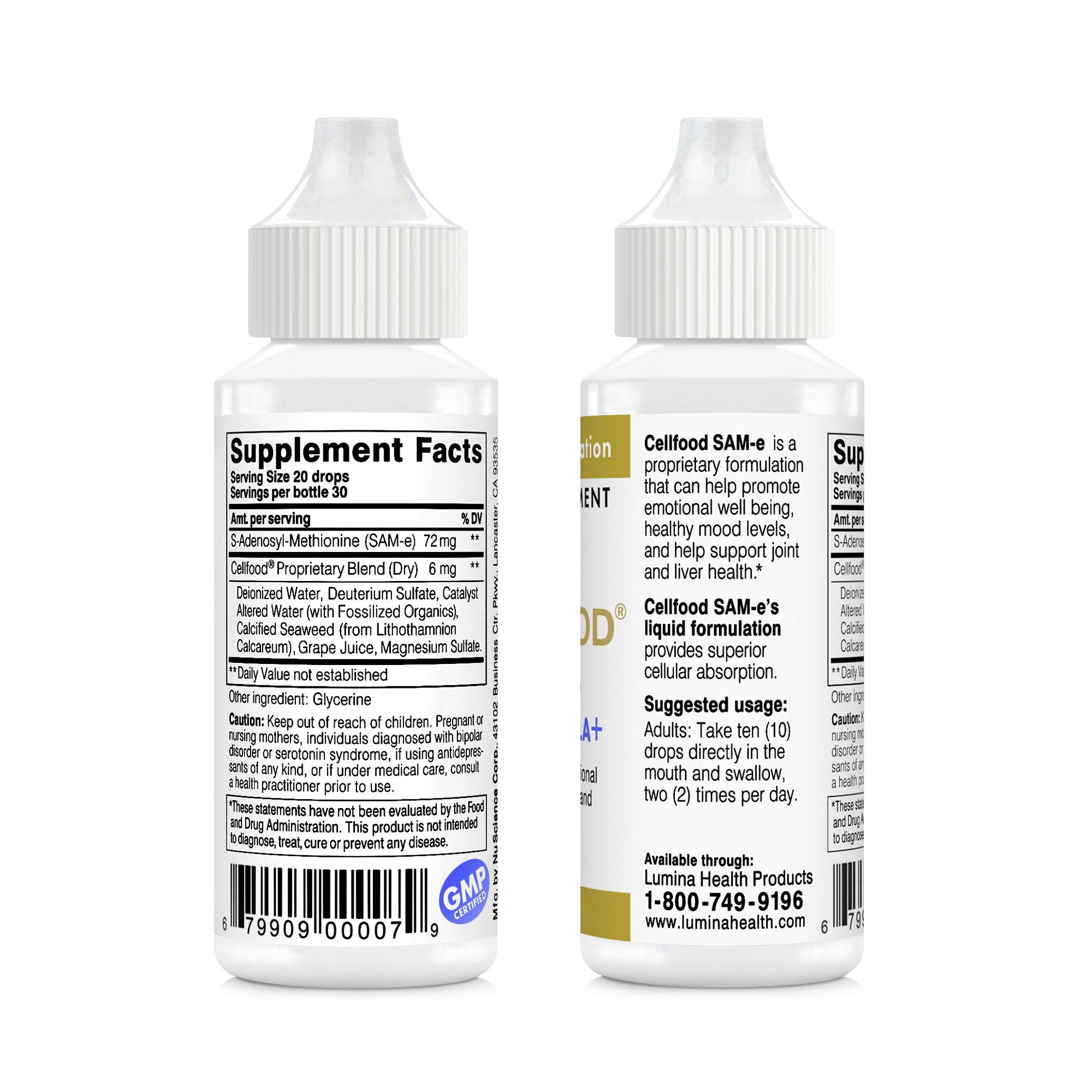 Cellfood SAM-e Liquid Formula pour shows convenient administration for daily use.