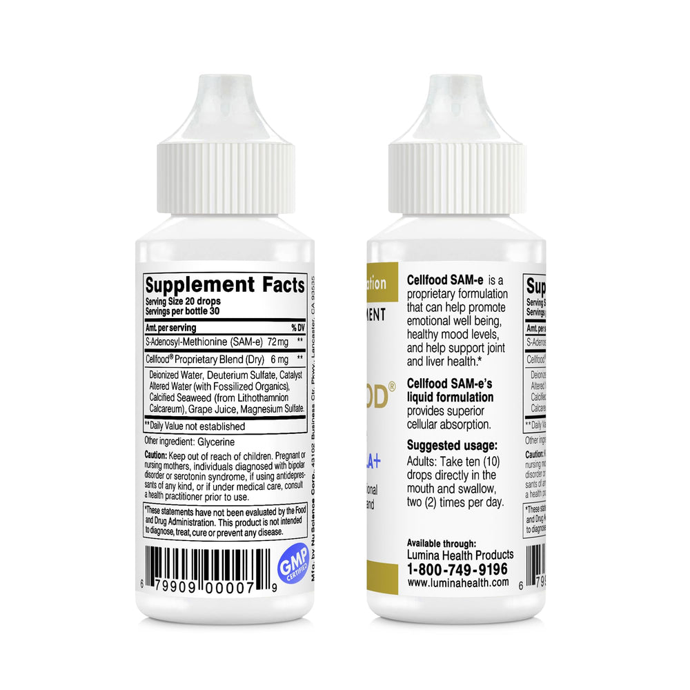 Pouring Cellfood SAM-e liquid demonstrates convenient dosing and absorption