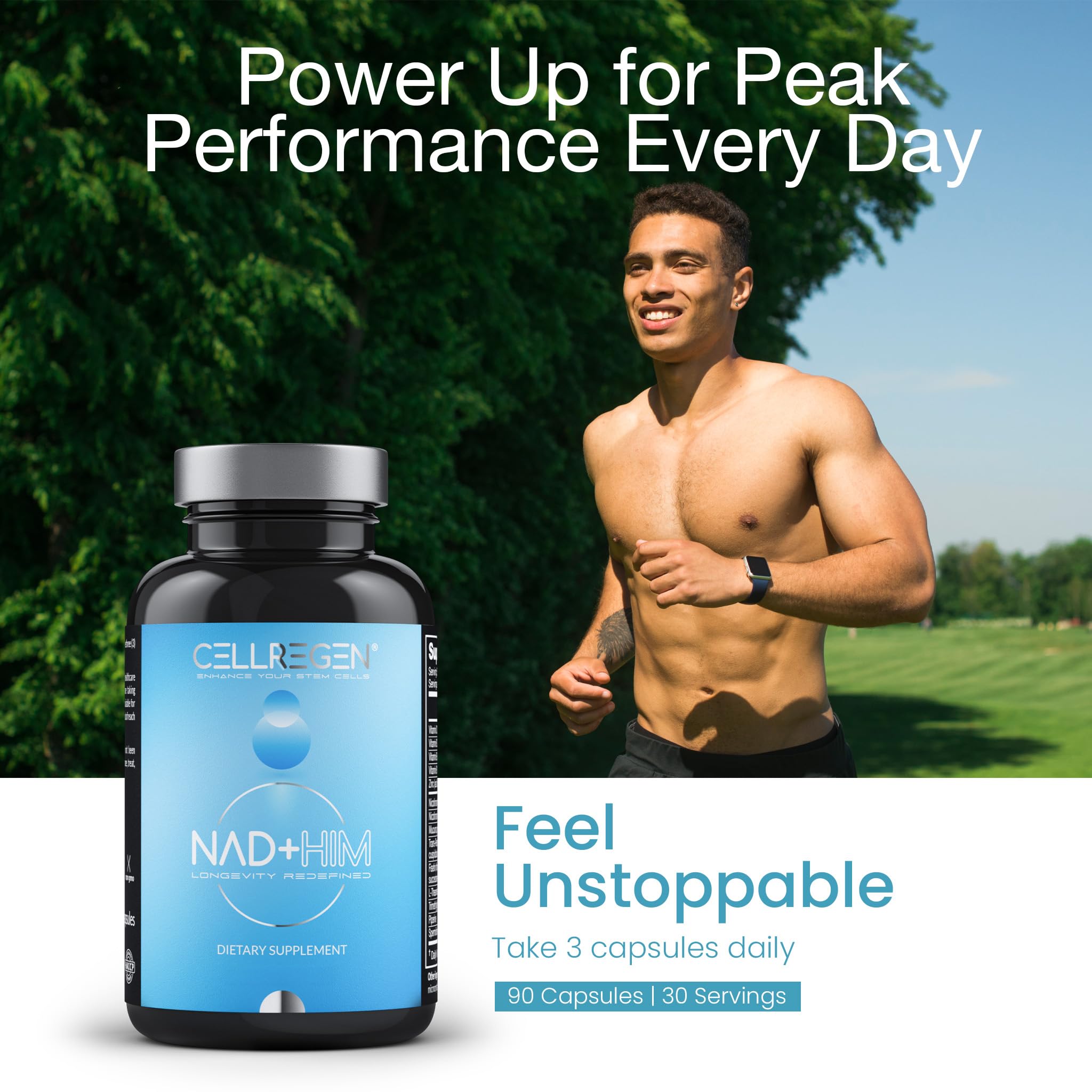 Cellregen NAD-HIM gluten-free badge signals allergen-conscious formula
