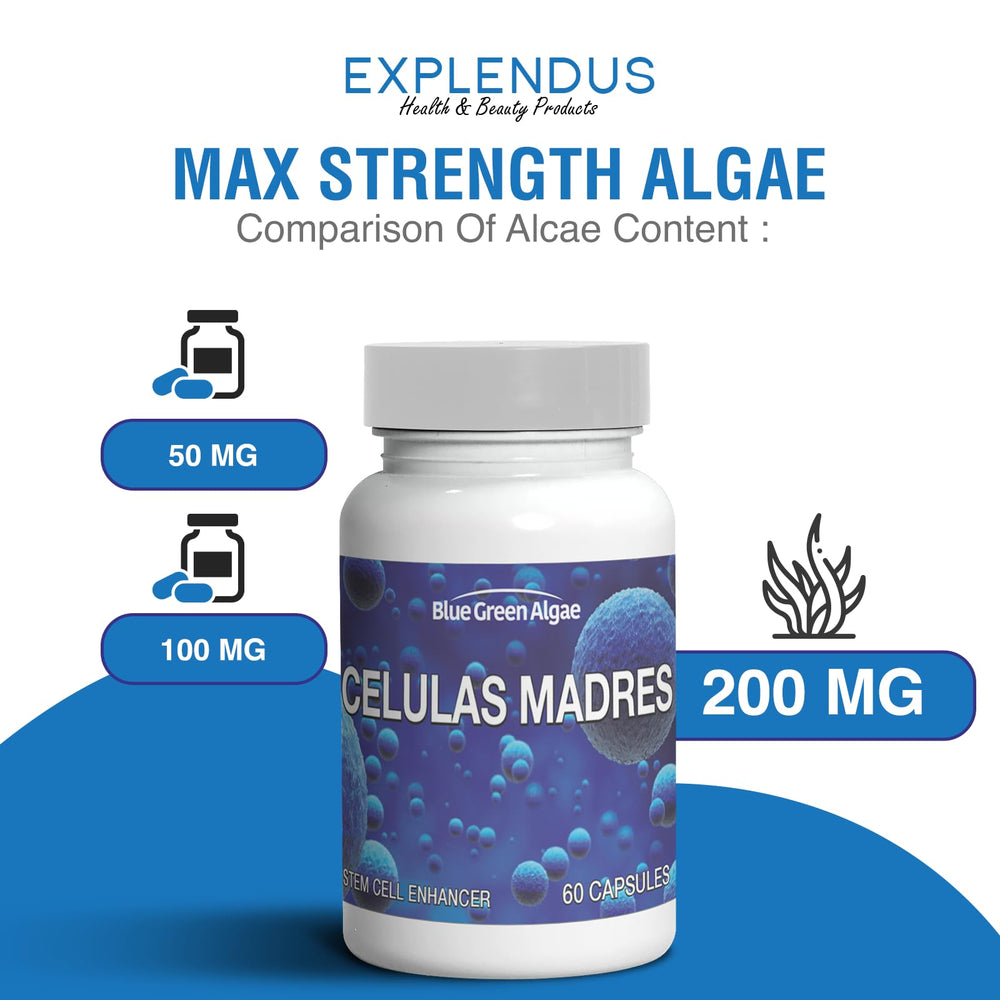 Celulas Madres container with gluten-free label for allergy-conscious use.