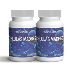 Celulas Madres bottle label close-up showing Non-GMO and gluten-free capsules.