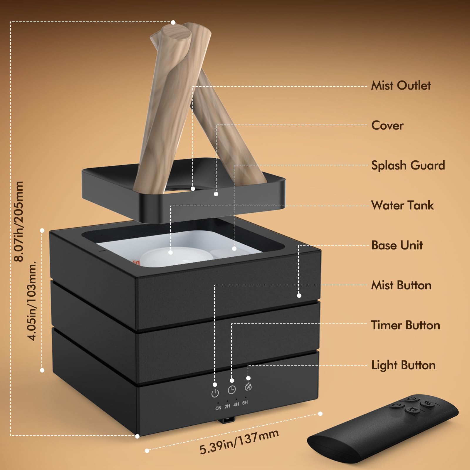 Cemobene diffuser with seven LED colors for mood lighting.