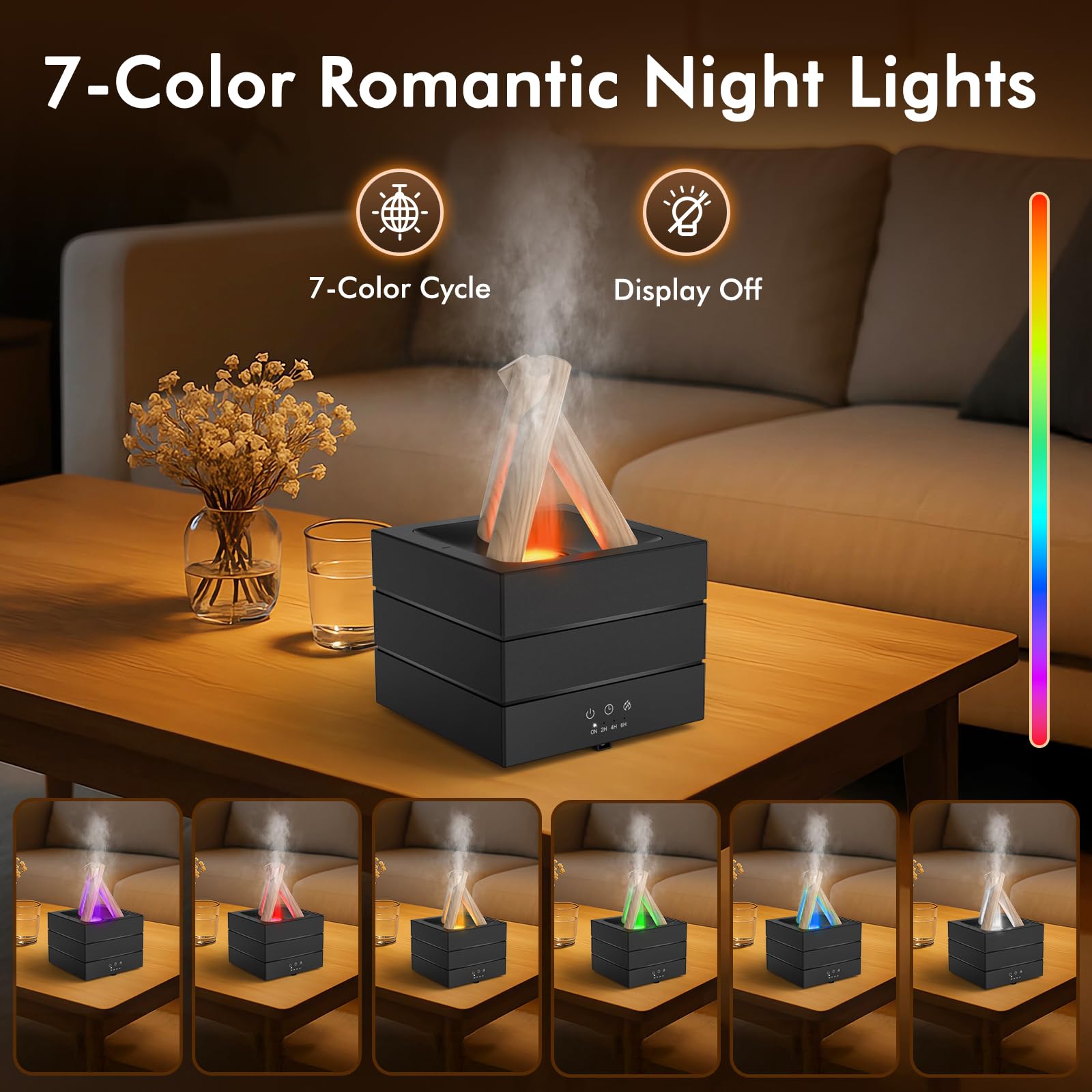 Cemobene diffuser displaying timer modes for scheduling.