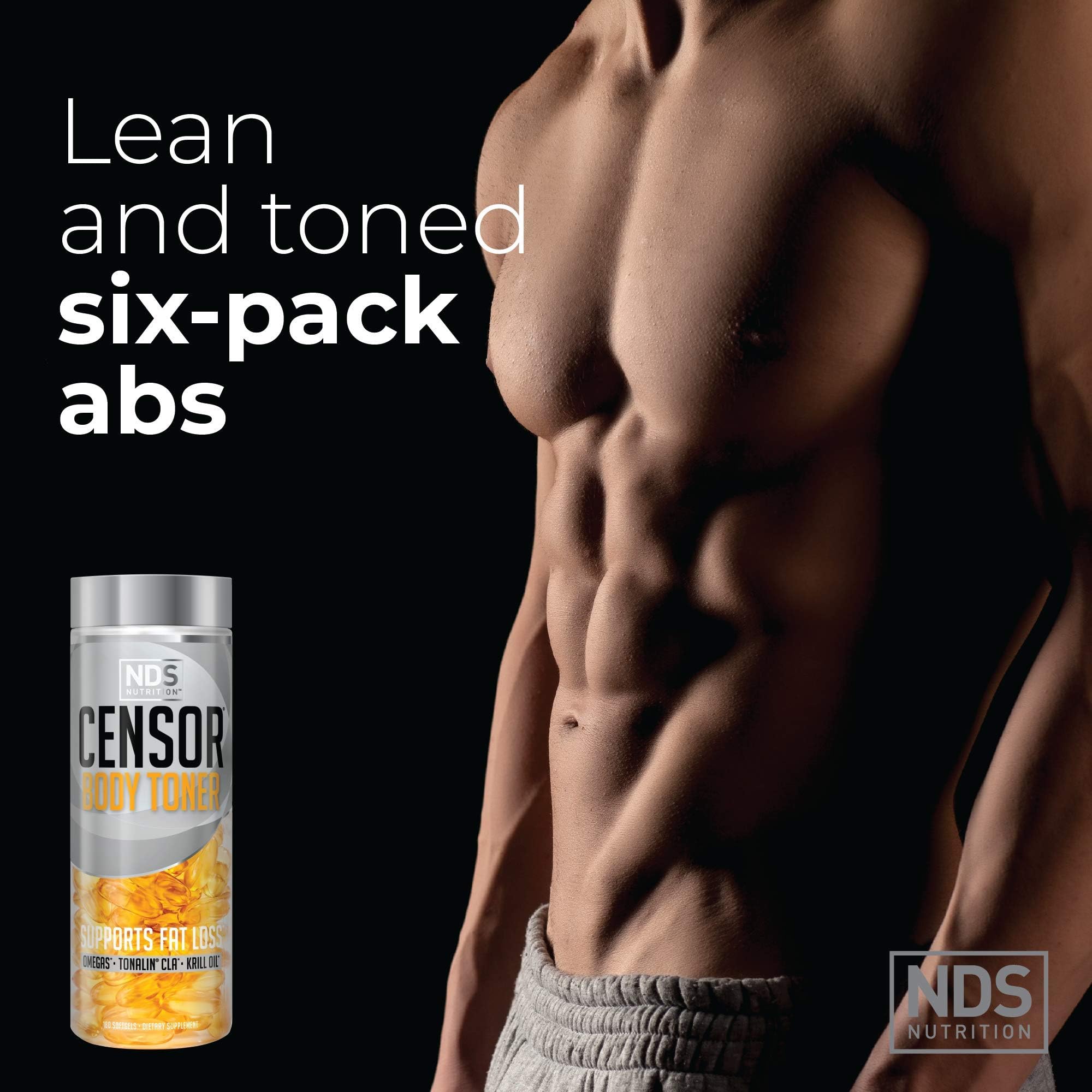 Censor softgels near a healthy meal setup for balanced nutrition.
