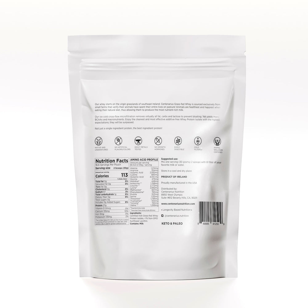 Centenarius Gluten-Free and Lactose-Free Claim on packaging for dairy-free options.