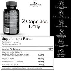 Centenarius Sleep + Mood bottle label highlights key ingredients for daytime mood support.