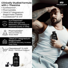 Centenarius Sleep + Mood capsules closeup showing easy nightly use.