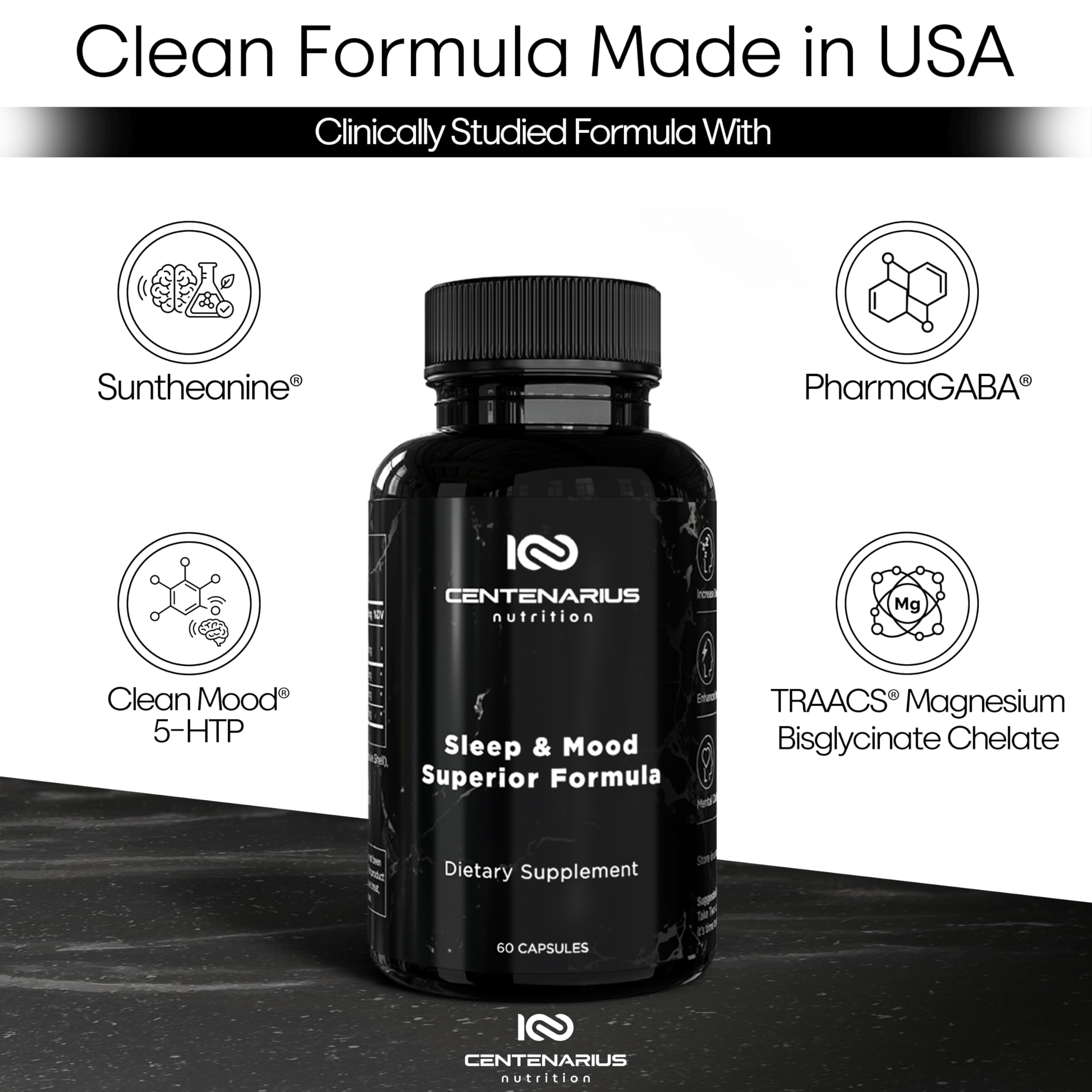 Centenarius Sleep + Mood dosing spoon demonstrates simple daily dosing.