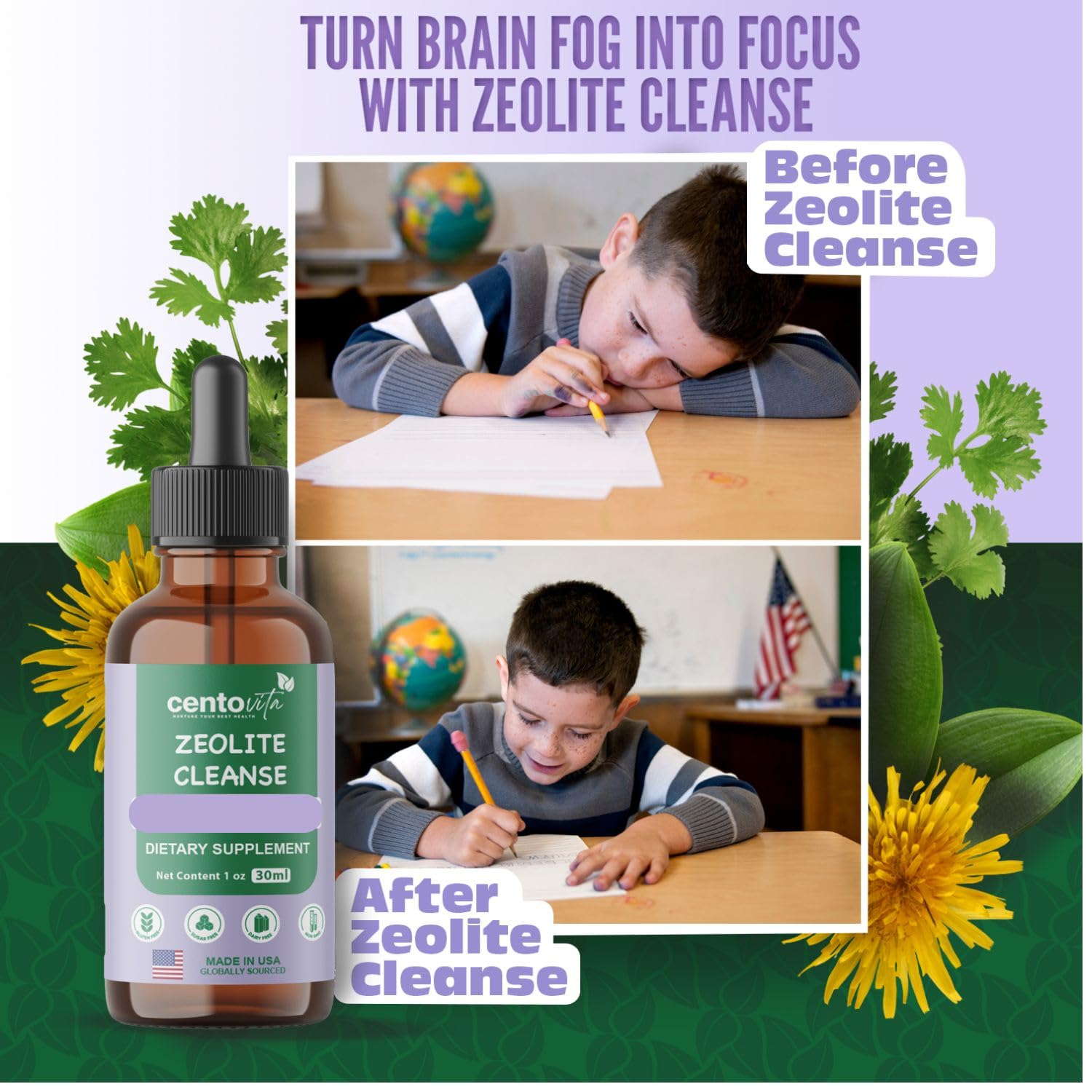 Centovita Zeolite Cleanse Drops for Kids supports calm focus during activities.