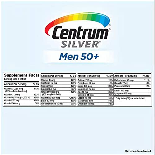 Centrum Men 50+ bottle 275ct packaging for long-lasting daily use.
