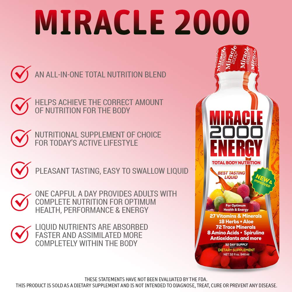 Century Systems Miracle 2000 label closeup highlights vitamins and minerals.