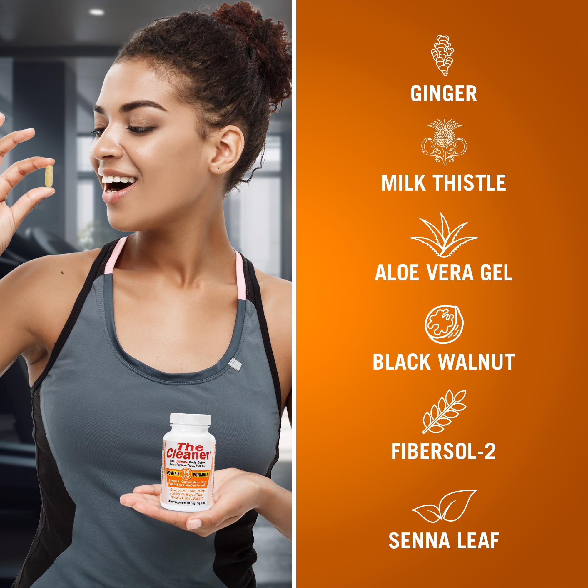 Close-up of Century Systems The Cleaner Detox capsules, a vegetarian daily cleanse option