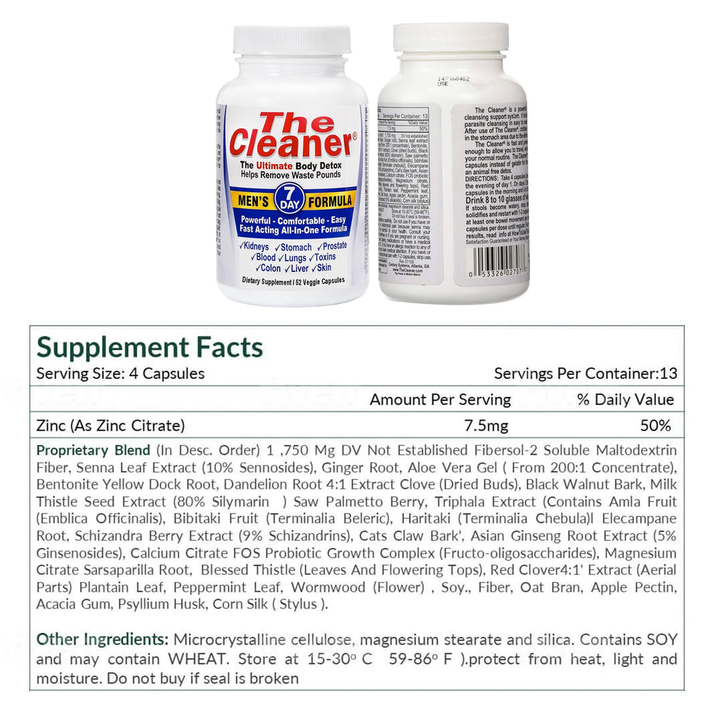 Easy-swallow capsules of Century Systems The Cleaner for daily routine