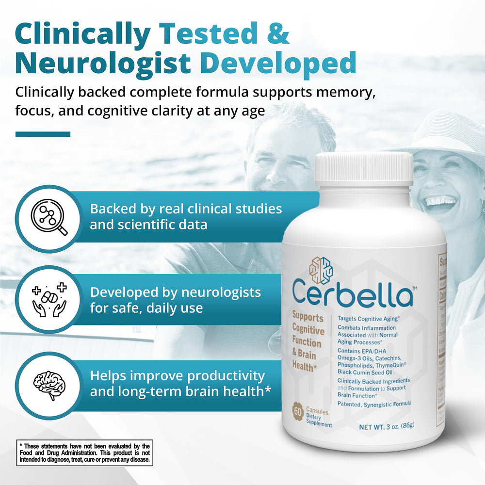 Cerbella bottle side view highlighting capsule count and packaging.