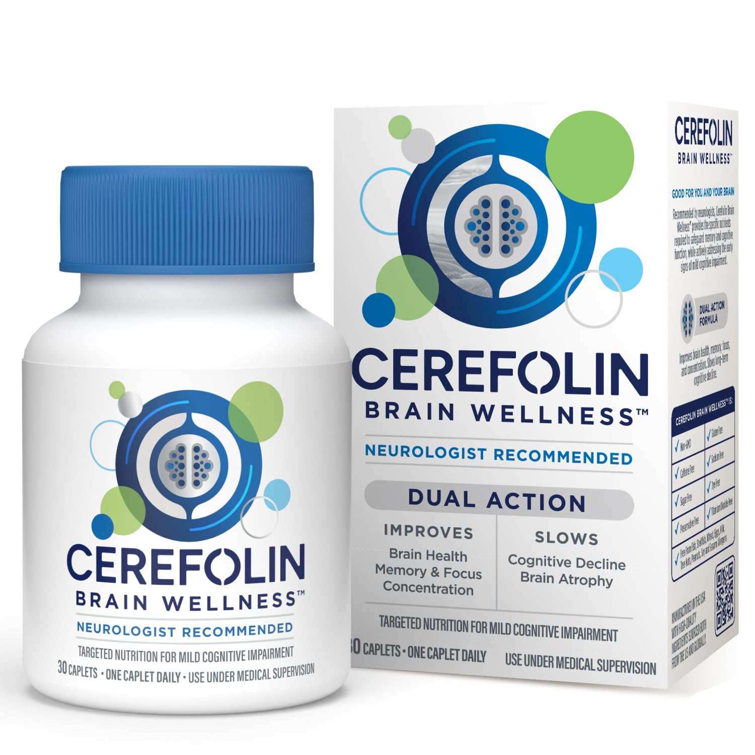 Cerefolin Brain Wellness bottle on desk supports cognitive focus.