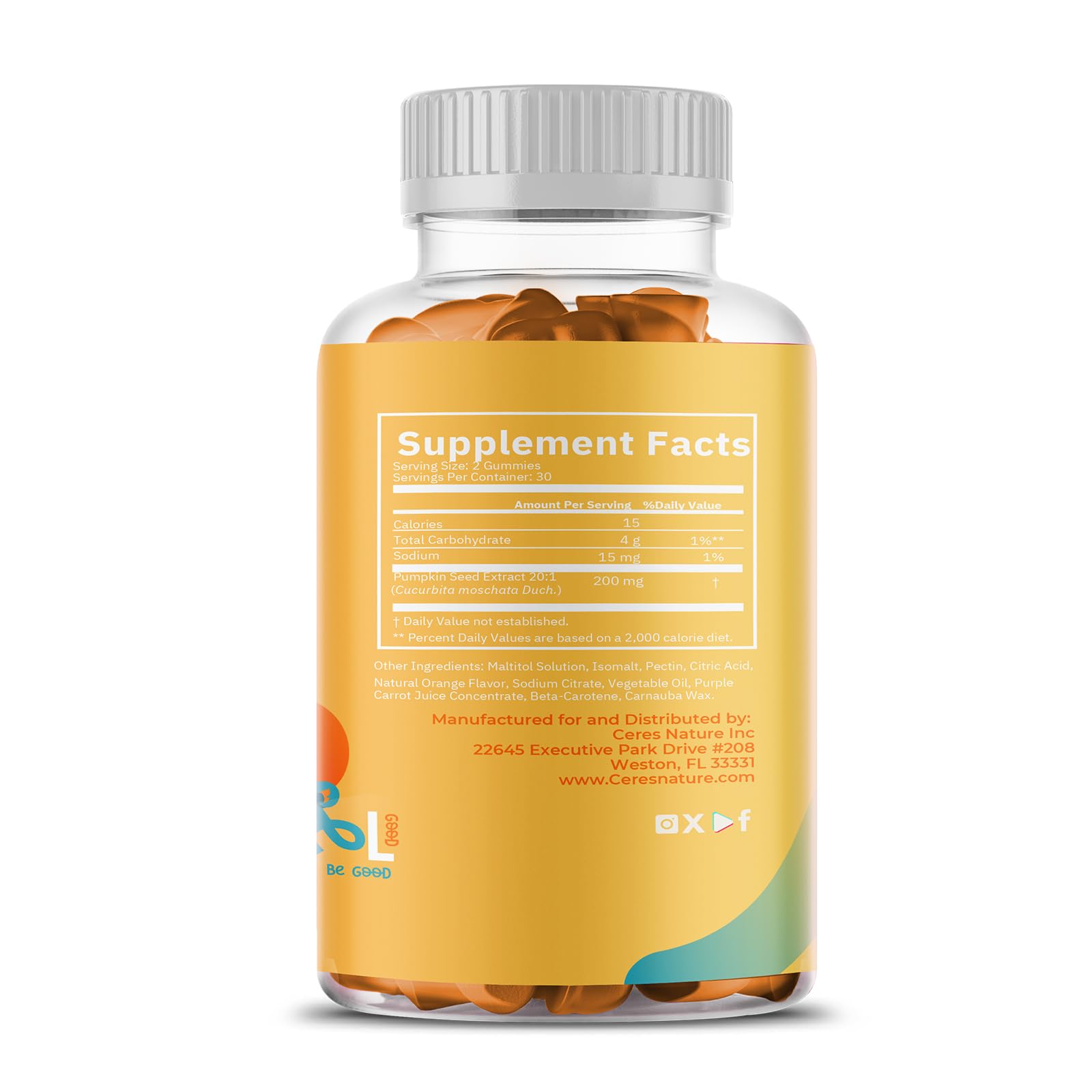 Close-up of Ceres Nature gummies texture showing natural ingredients
