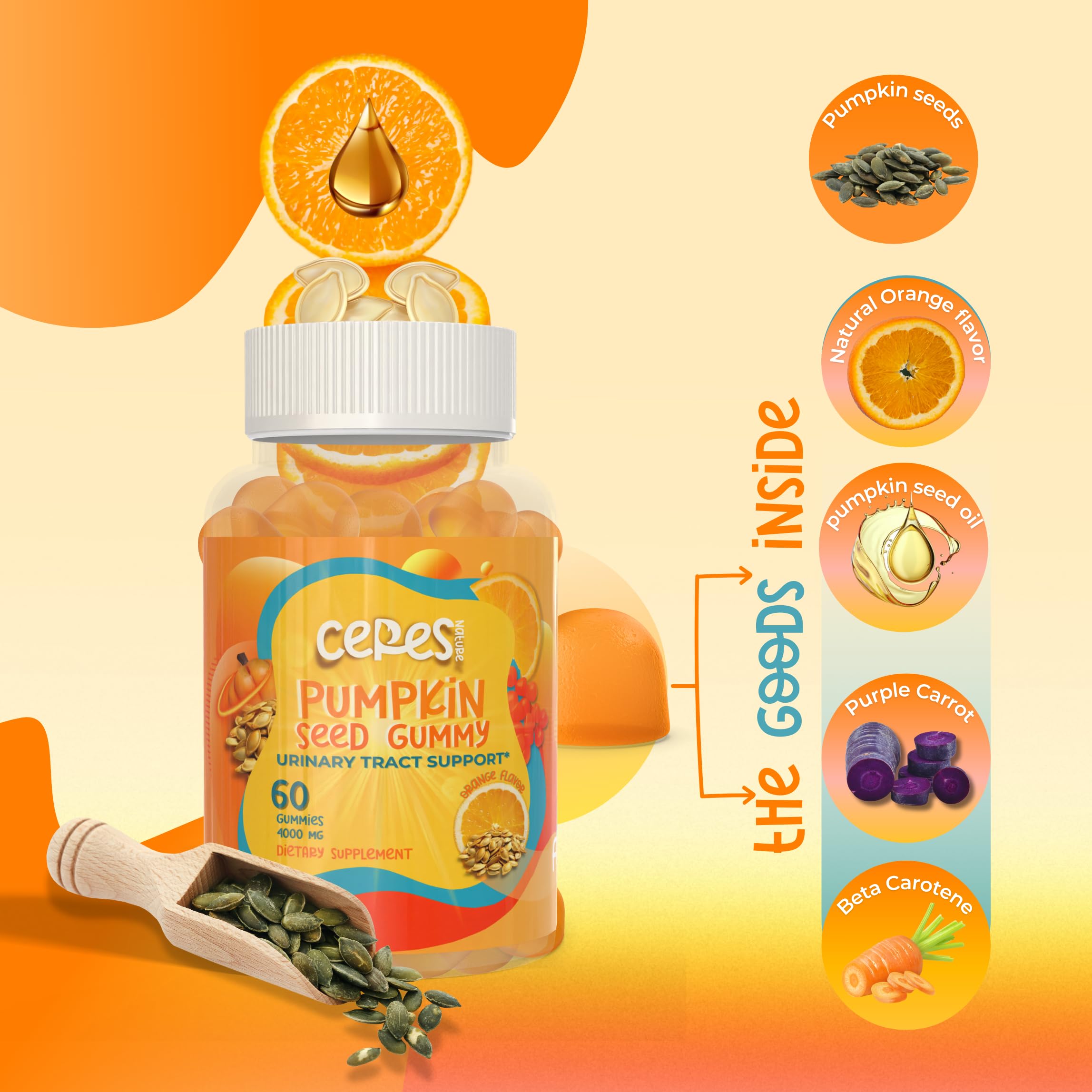 Packaging of Ceres Nature pumpkin seed oil gummies made in USA