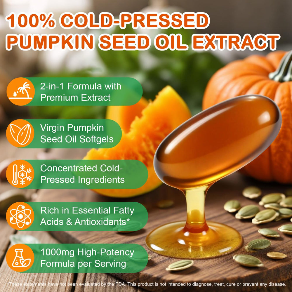 CFHQXSZ pumpkin seed oil capsules closeup highlighting cold-pressed oil benefits