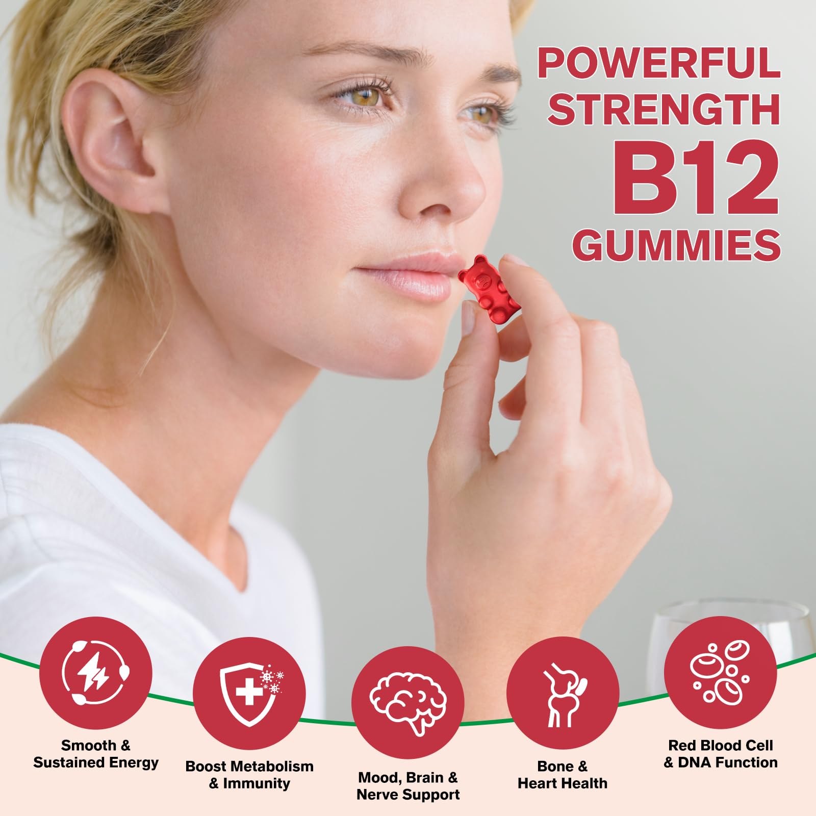 CFILIHTC Vitamin B12 Gummies bottle back label with key ingredients for informed use.