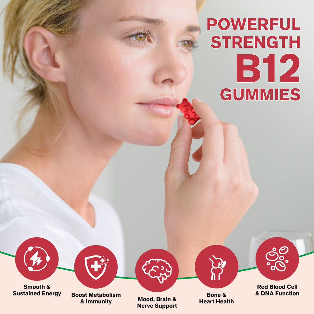 CFILIHTC Vitamin B12 Gummies bottle back label with key ingredients for informed use.