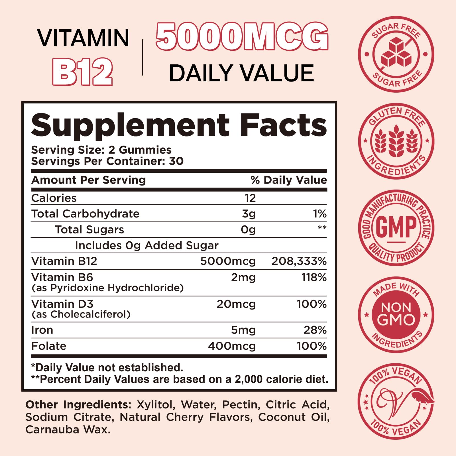 CFILIHTC Vitamin B12 Gummies close-up texture and vibrant cherry color.