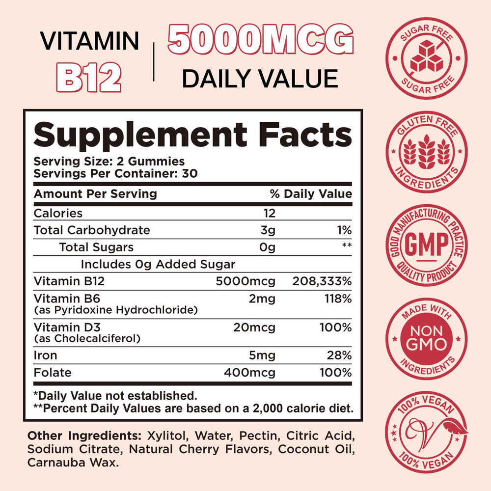 CFILIHTC Vitamin B12 Gummies close-up texture and vibrant cherry color.