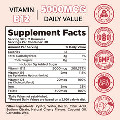 CFILIHTC Vitamin B12 Gummies close-up texture and vibrant cherry color.