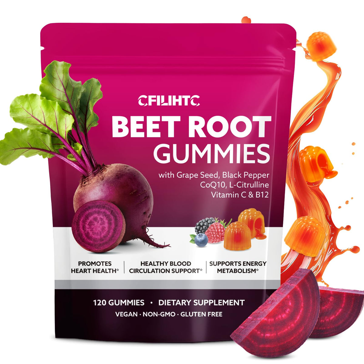 CFILIHTC Beetroot Gummies bottle – convenient daily heart health support.