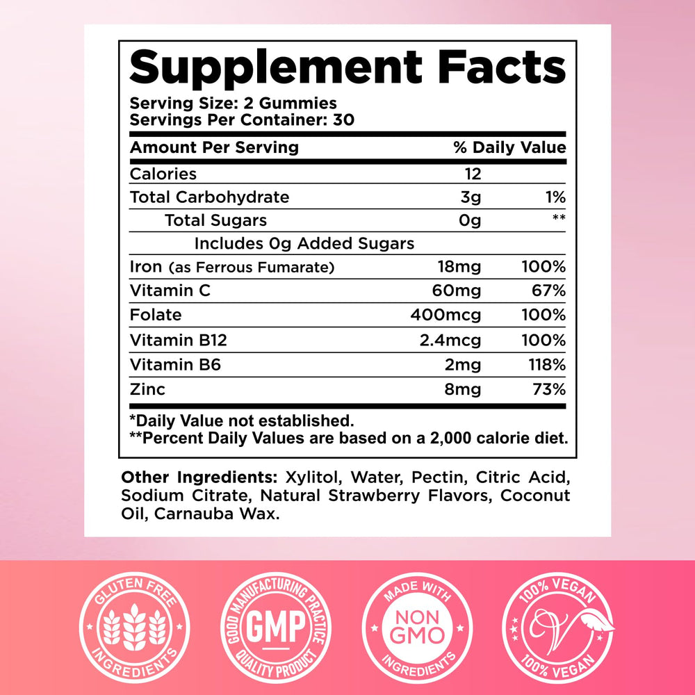 CFILIHTC 60-count bottle of iron gummies for adults and kids.