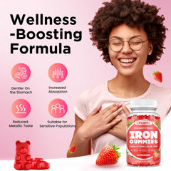 Close-up of CFILIHTC iron gummies for easy, tasty iron intake.