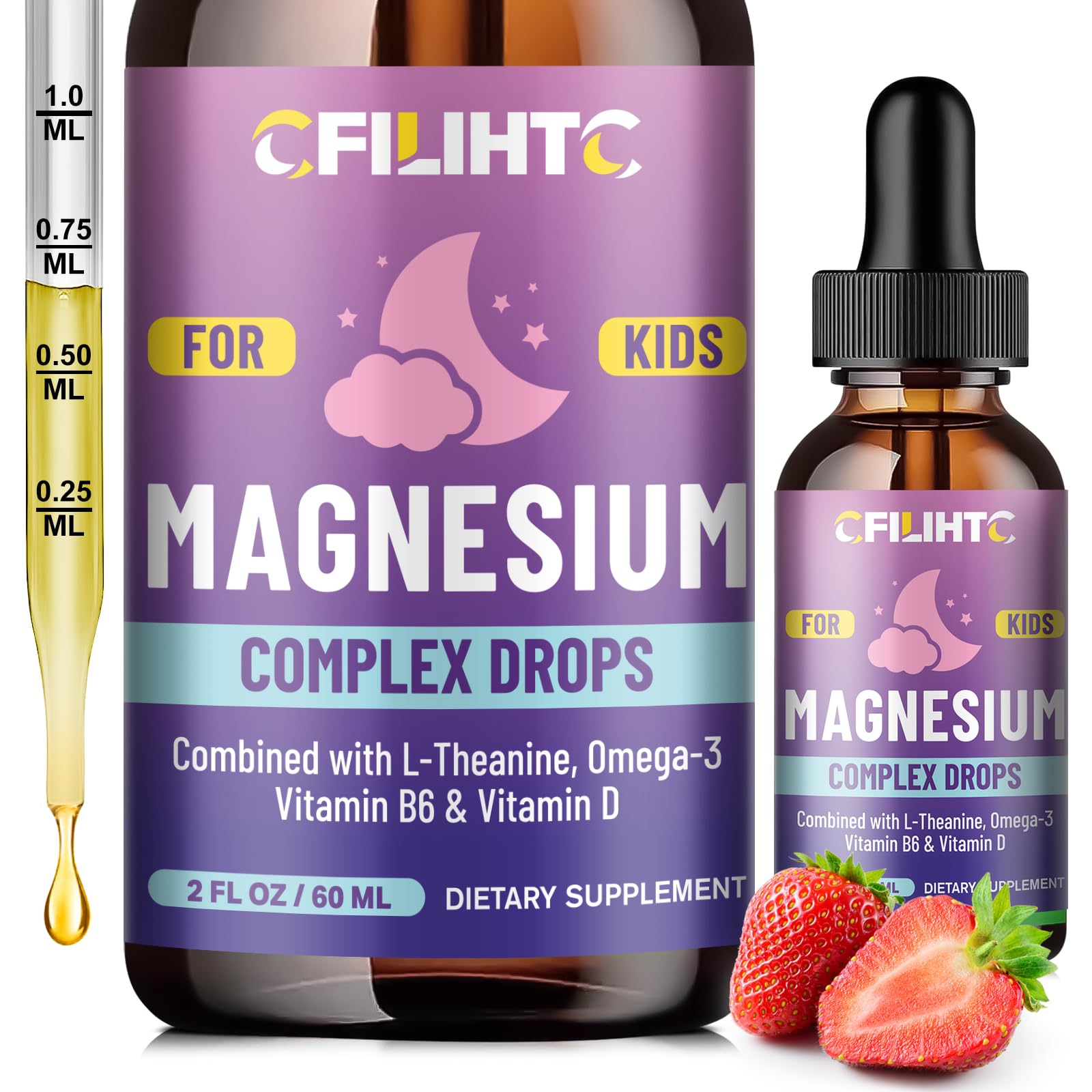 CFILIHTC Kids Magnesium Drops bottle shown for easy bedtime routine and mood support