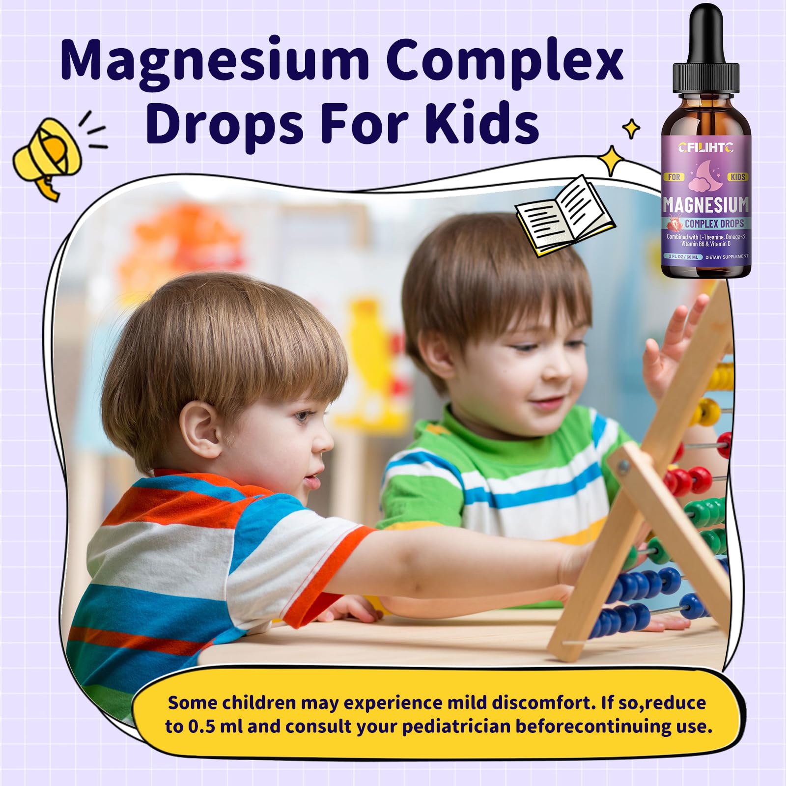 CFILIHTC drops with dropper demonstrates precise 2 ml dosing for kids