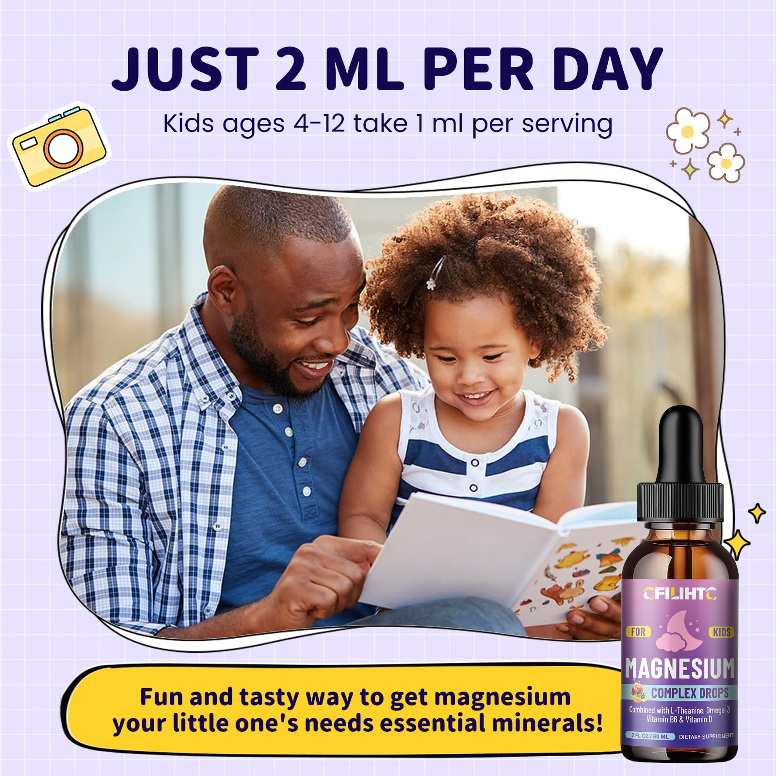 CFILIHTC Kids Magnesium Liquid mixed-berry flavor appeals to kids