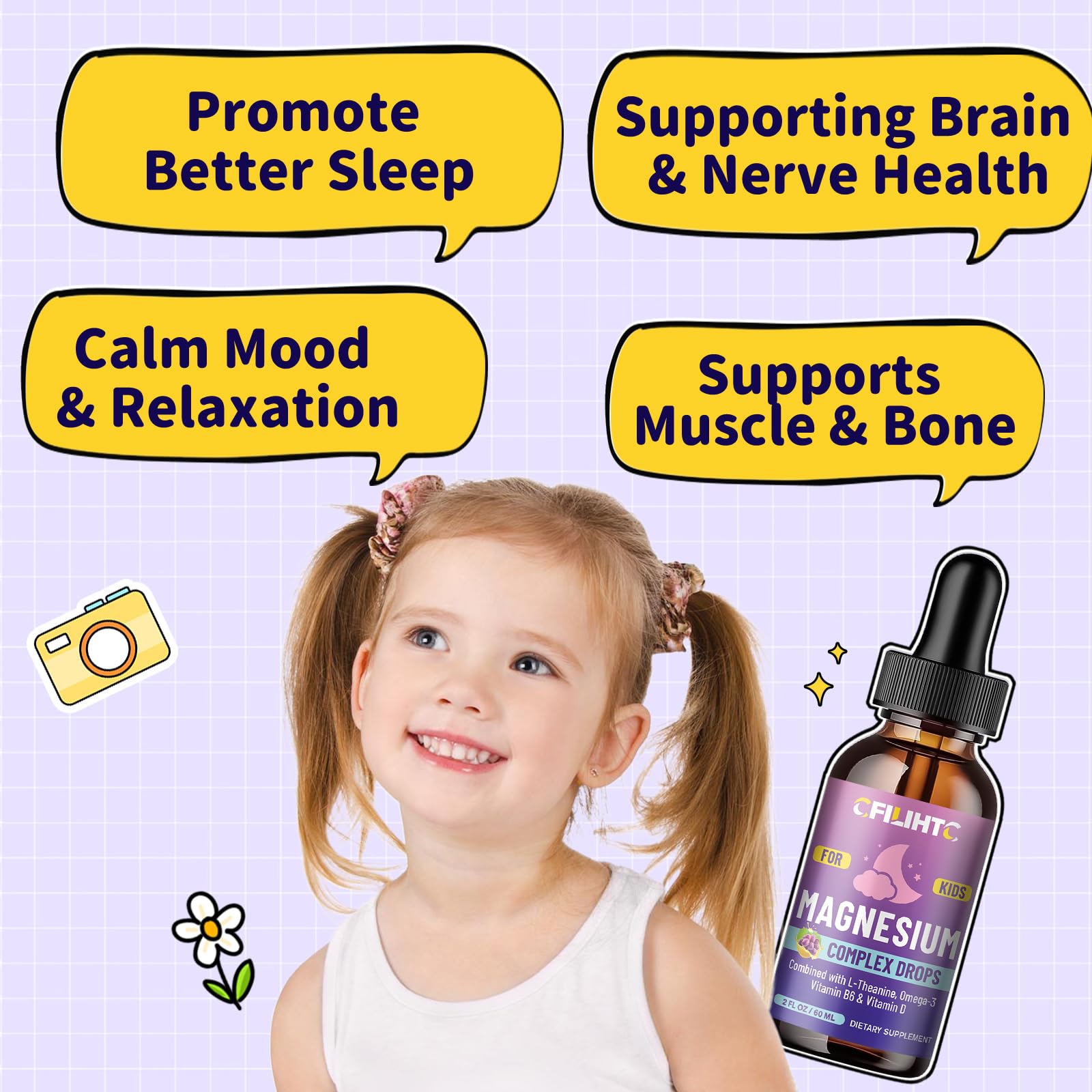 CFILIHTC grape-flavored magnesium liquid offers kid-friendly taste.